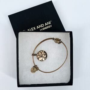 New in Box Alex & Ani Grandmother Rustic Gold Finish Bangle Bracelet